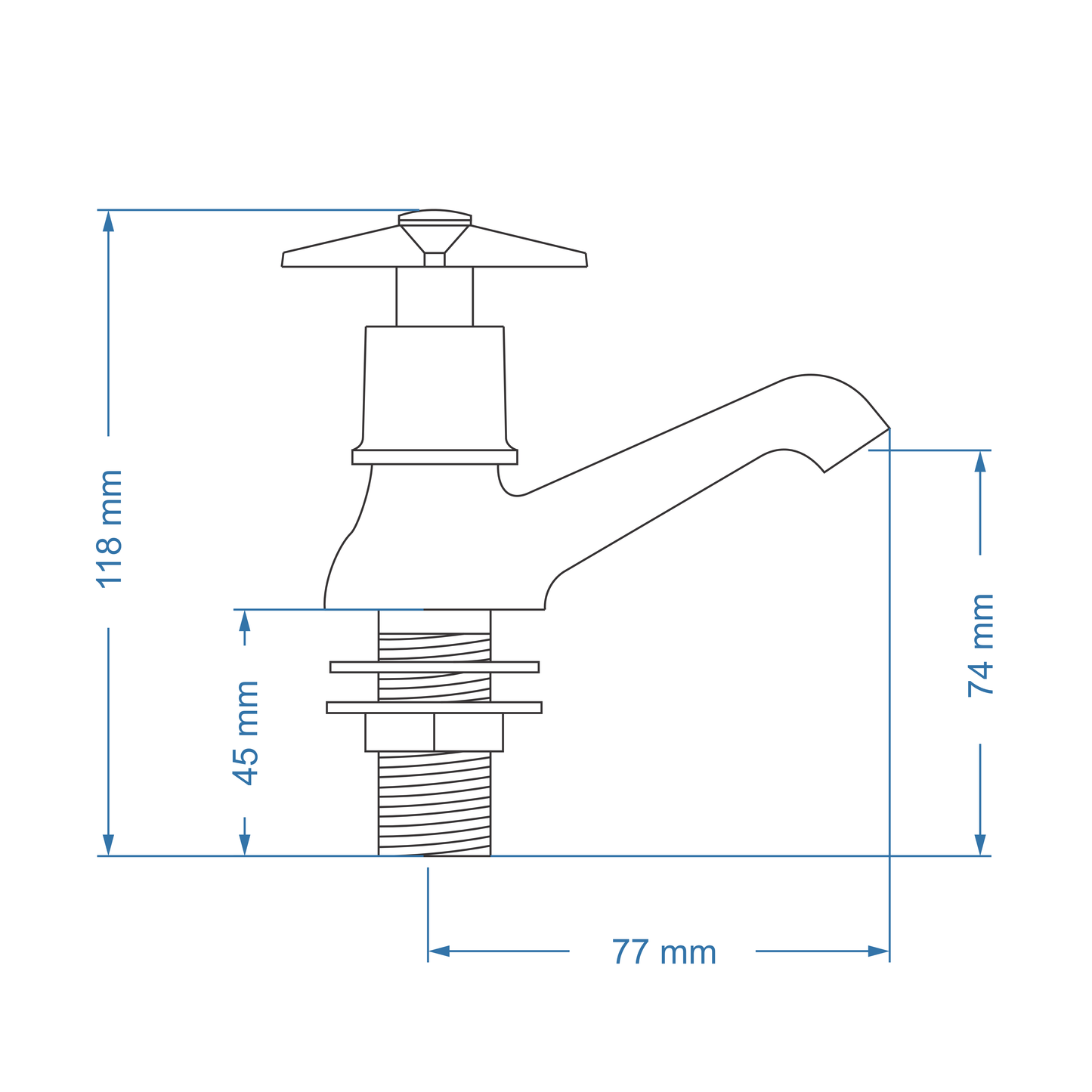Pillar Tap 22mm – Gemini Icon Range, Conventional Bathroom Tap