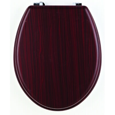 Toilet Seat - Mahogany Wooden with Chrome Plated Hinges, Premium Icon Range
