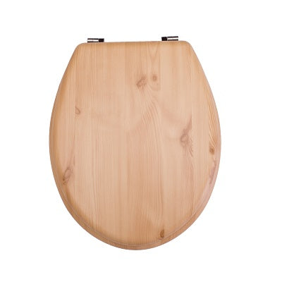 Toilet Seat - Pine Wooden with Chrome Plated Hinges, Premium Icon Range