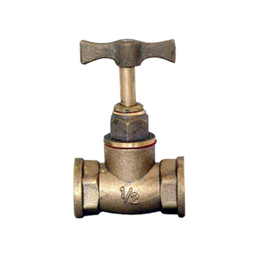 Stop Tap - Brass, FxF, Light Pattern, 1/2"