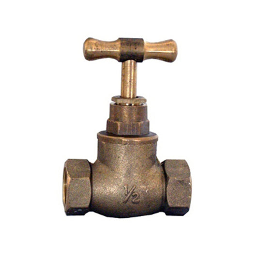 Stop Tap - Brass, FxF, 1/2"