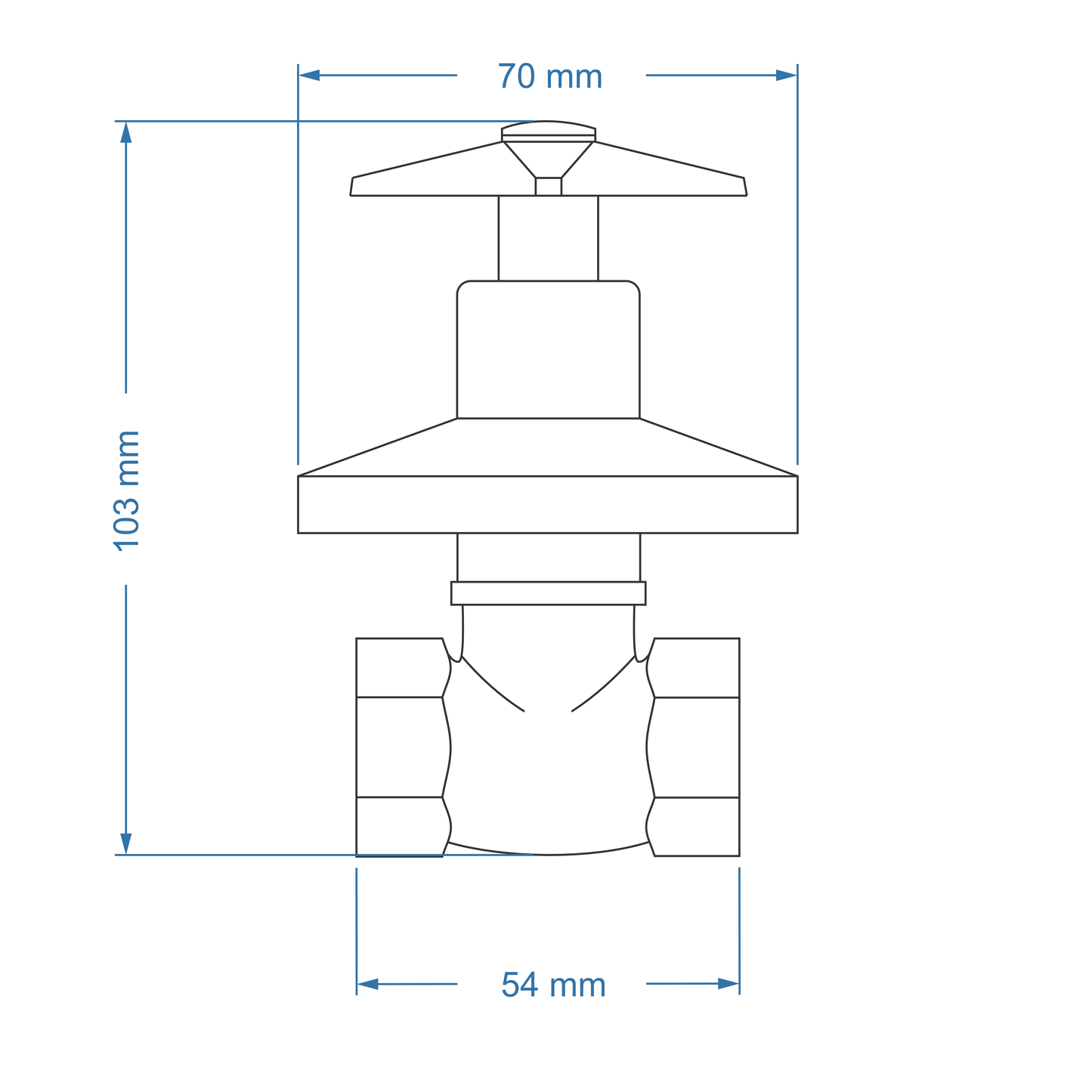 Undertile Stoptap 1/2" FxF – Gemini Icon Range, Conventional Bathroom Tap