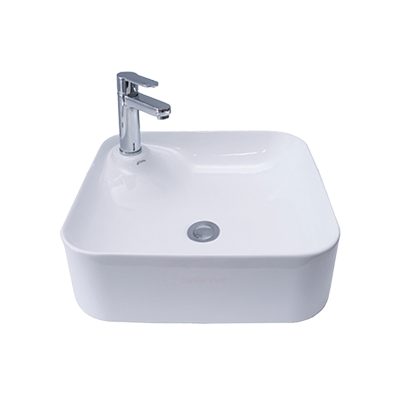 Basin Free Standing Paula – Ceramic, 1 Tap Hole, Icon Premium Range, White, (L) 42.5cm | (W) 42.5cm | (H) 12cm