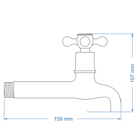 Bibtap tap 1/2" Extended Body – Victory Icon Range, Conventional Bathroom Tap