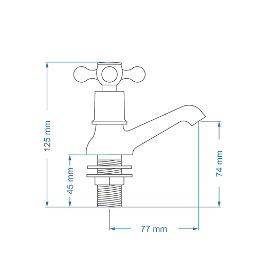Pillar Tap 15mm – Victory Icon Range, Conventional Bathroom Tap