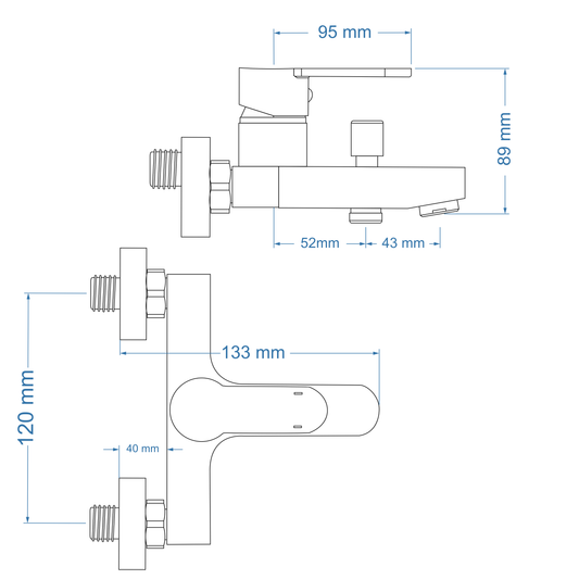 Bath Mixer – Venus Icon Range, Brushed Stainless Steel Finish
