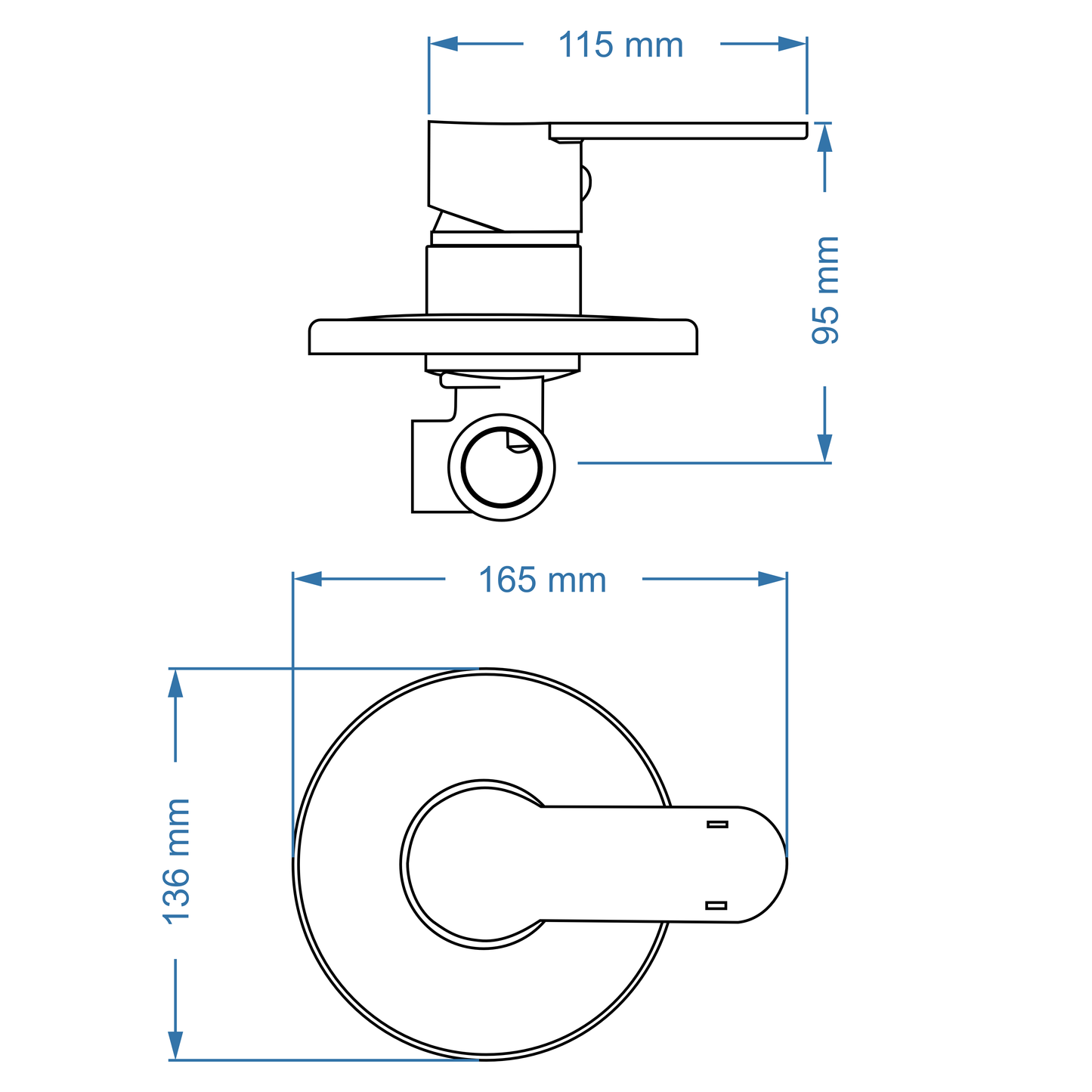 Shower/Bath Mixer/Concealed Mixer – Venus Icon Range, Brushed Stainless Steel Finish