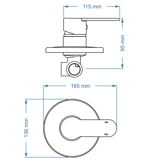 Shower/Bath Mixer/Concealed Mixer – Venus Icon Range, Modern Bathroom Tap in Brushed Gun Metal Finish