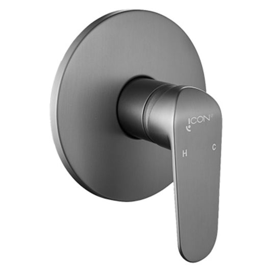 Shower/Bath Mixer/Concealed Mixer – Venus Icon Range, Modern Bathroom Tap in Brushed Gun Metal Finish