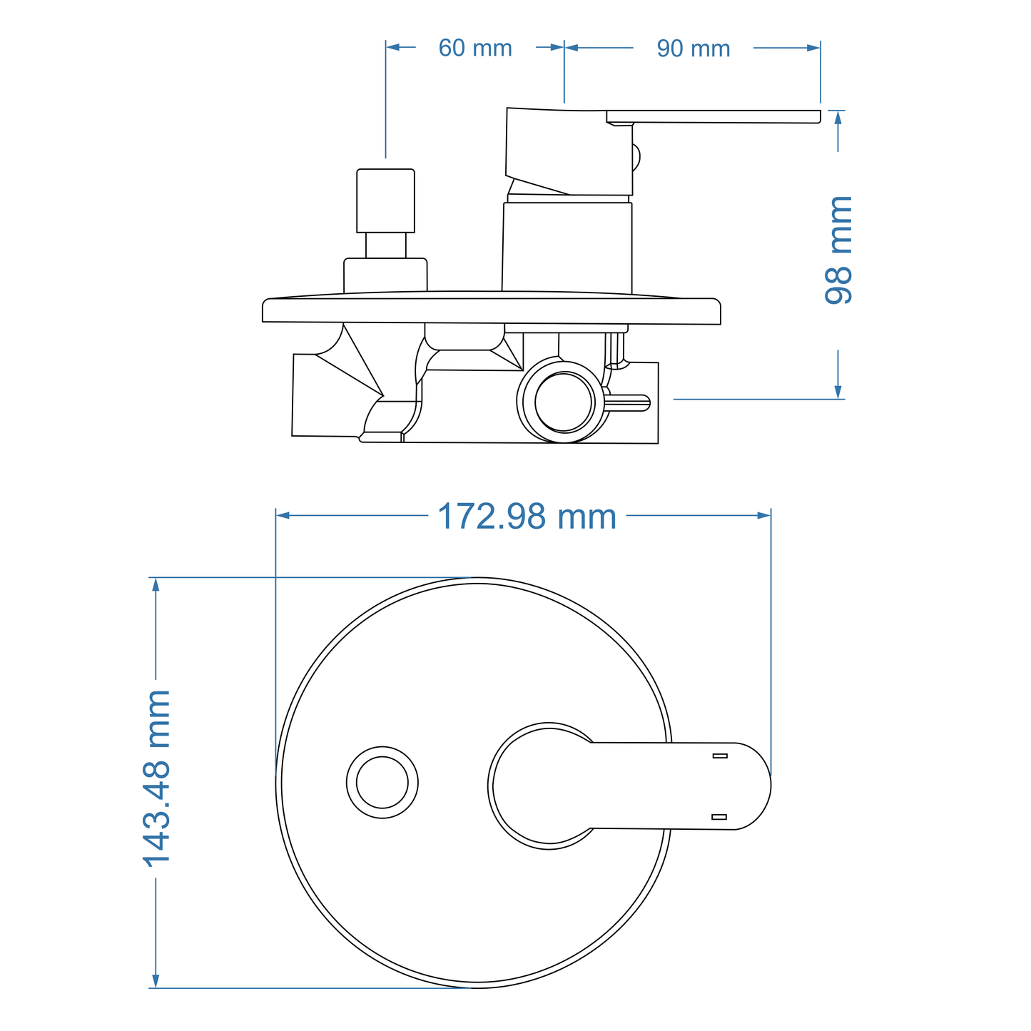 Shower/Bath Mixer/Concealed Mixer – Venus Icon Range, Matt Black Finish, Modern Bathroom Tap