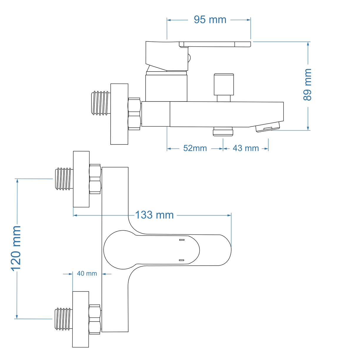 Bath Mixer – Venus Icon Range, Modern Bathroom Tap in Brushed Gun Metal Finish