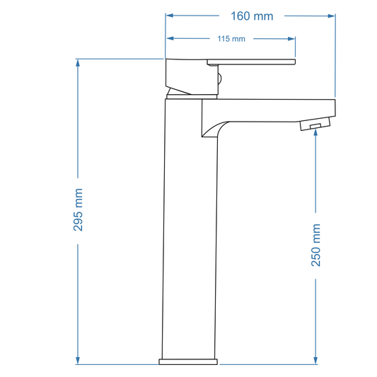 Basin Mixer Raised – Venus Icon Range, Modern Bathroom Tap, Matt Black Finish
