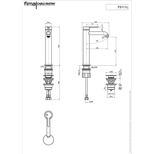 Basin Mixer Medium, Fima Snap Range, Polished Chrome Finish, DZR Brass