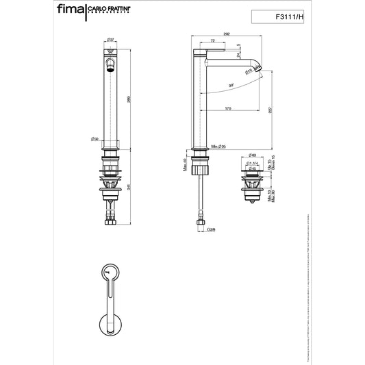Basin Mixer Raised, Fima Snap Range, Polished Chrome Finish, DZR Brass