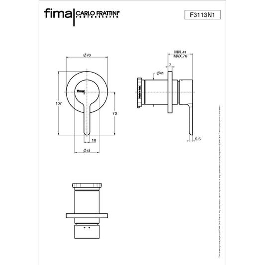 Shower/Bath Mixer/Concealed Mixer, Fima Snap Range, Polished Chrome, DZR Brass