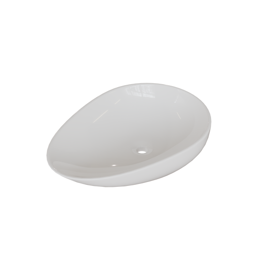 Basin Free Standing Ello – Lecico, Oval, Ceramic, 0 Tap Hole, White, (L) 33cm | (W) 48cm | (H) 11cm