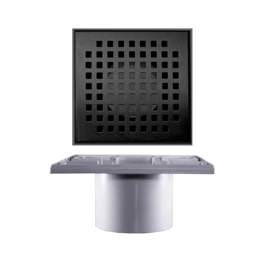 Balcony Drain 2nd Fix with 110mmx110mm Matt Black Square Hole Grate