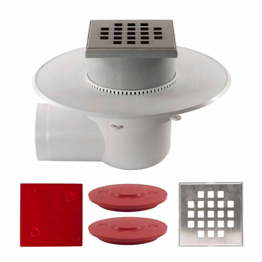 Balcony Drain Complete 75mm Side Outlet with 110mmx110mm Stainless Steel Squesre Hole Grate