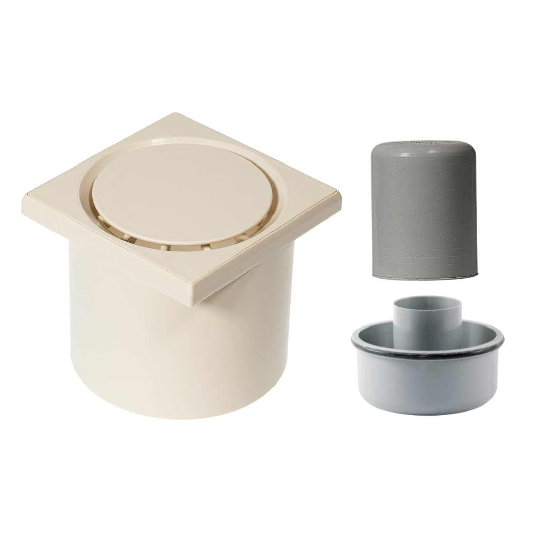 WetFloor Drain 2nd Fix with 110mmx110mm Ivory ABS Grate