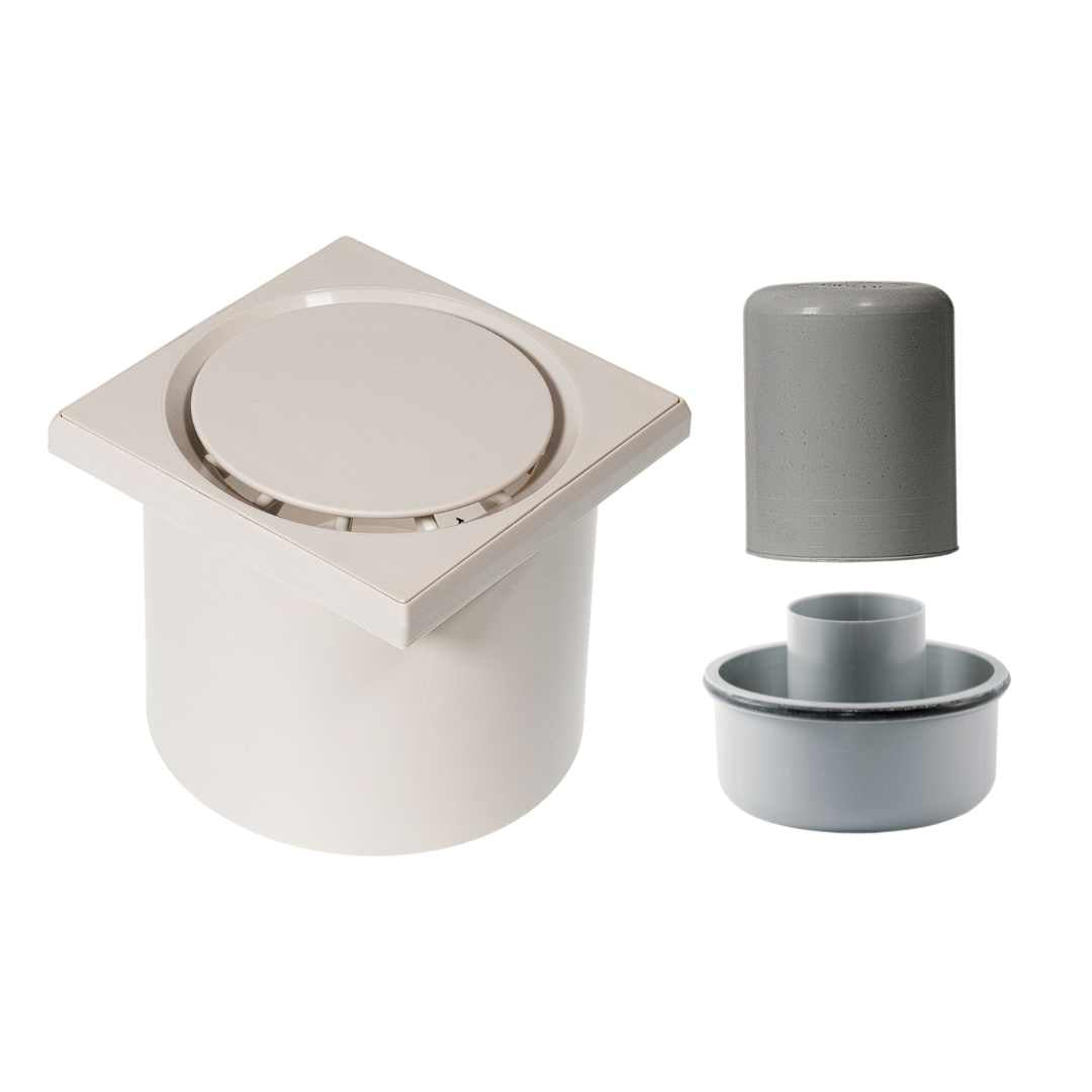 WetFloor Drain 2nd Fix with 110mmx110mm Traventine ABS Grate