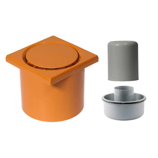 WetFloor Drain 2nd Fix with 110mmx110mm Caramel ABS Grate