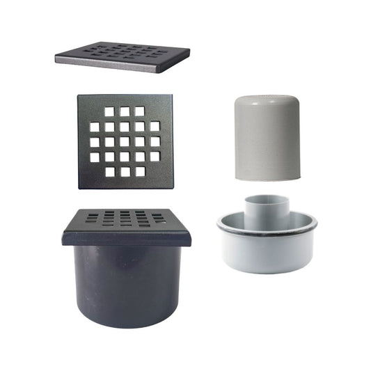 WetFloor Drain 2nd Fix with 110mmx110mm Gun Metal Grey S/Steel Finish