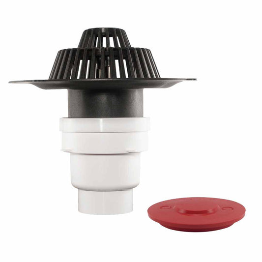 HyDrain Complete Domed Grate and Flange with 50mm Side Outlet and Rubber Ring Socket