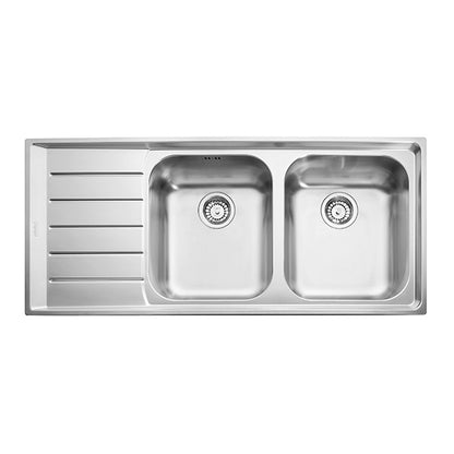 Franke Neptune NEX 621 Double Bowl Stainless Steel Sink 1160 x 510mm – Left Hand Drainer, Includes 90mm Wastes
