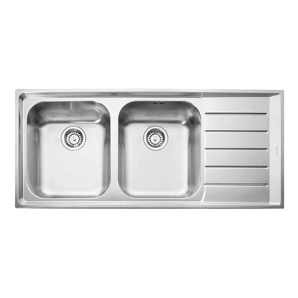 Franke Neptune NEX 621 Double Bowl Stainless Steel Sink 1160 x 510mm – Right Hand Drainer, Includes 90mm Wastes