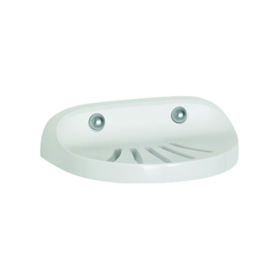 Single Soap Holder - Jade Bathroom Accessory Bodie Range, White Reconstituted Stone, (L) 15.0cm | (W) 9.0cm | (H) 4.0cm