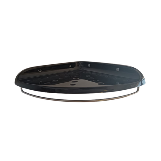 Corner Shower Shelf - Lecoco Bathroom Accessory Bodie Range, Black Reconstructed Stone, (L) 21.0cm | (W) 21.0cm | (H) 4.5cm