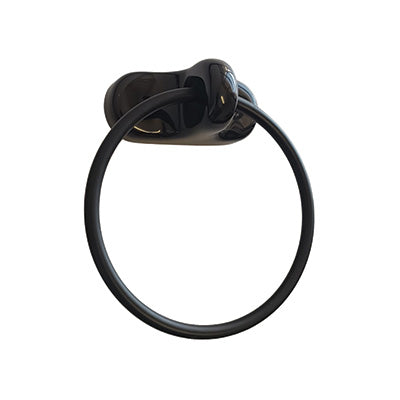 Towel Ring - Lecoco Bathroom Accessory Bodie Range, Black Reconstructed Stone, (L) 16.0cm | (W) 7.0cm | (H) 17.0cm