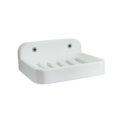 Soap Dish - Lecoco Bathroom Accessory Bodie Range, White Reconstituted Stone, (L) 12.5cm | (W) 10.0cm | (H) 4.7cm
