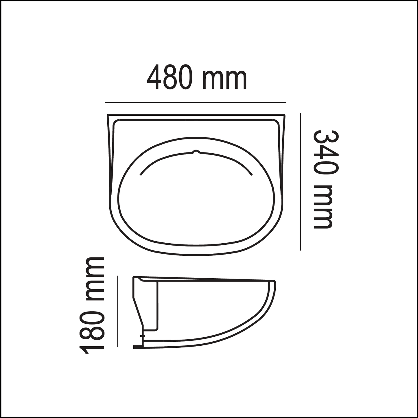 Basin Small - Anchor, Ceramic, 2 Tap Hole, White, (L) 48cm | (W) 34cm | (H) 18cm