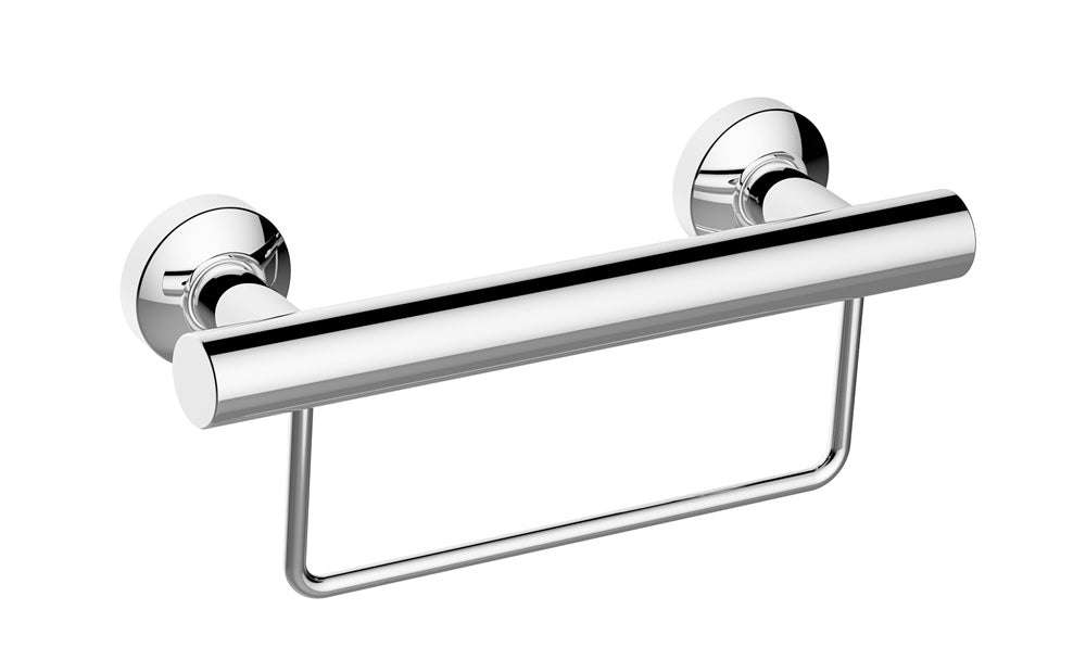 Grab Rail 300mm (with Towel Bar) - EZI-Living, Bathroom Accessory Range, Polished Chrome, (L) 30cm | (W) 9.2cm | (H) 13cm
