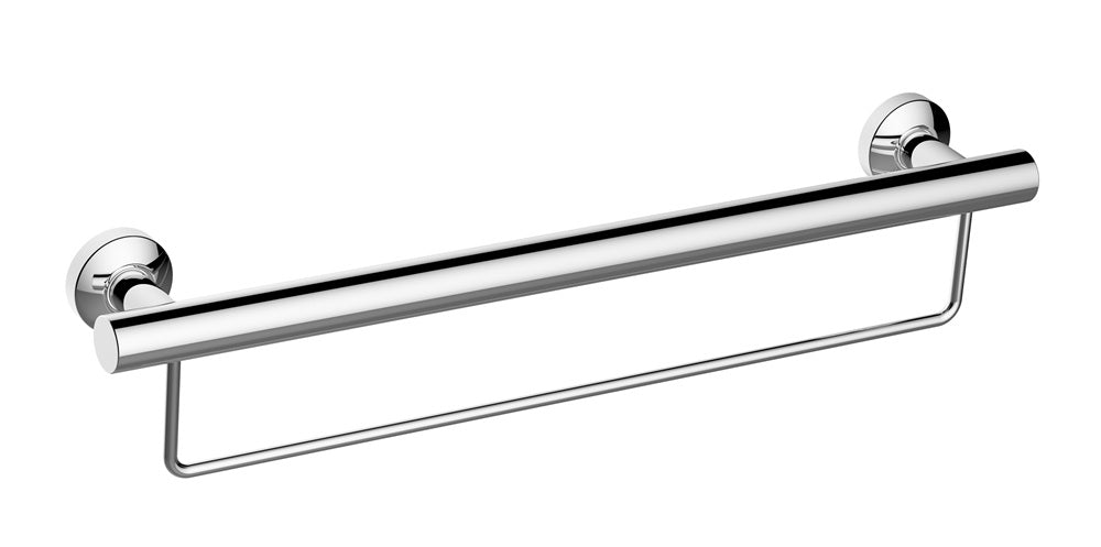 Grab Rail 600mm (with Towel Bar) - EZI-Living, Bathroom Accessory Range, Polished Chrome, (L) 60cm | (W) 9.2cm | (H) 13cm