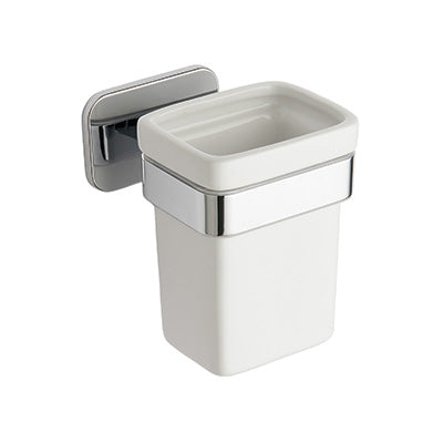 Toothbrush Tumbler - Eclipse, Bathroom Accessory Bodie Range, Polished Chrome, (L) 9cm | (W) 10cm | (H) 12cm