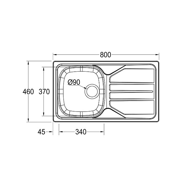 Franke Nouveau NVN 611 Single Bowl Stainless Steel Kitchen Sink 800 x 460mm – Inset, Includes 90mm Waste