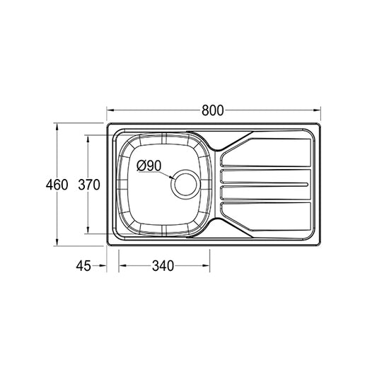 Franke Nouveau NVN 611 Single Bowl Stainless Steel Kitchen Sink 800 x 460mm – Inset, Includes 90mm Waste