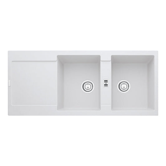 Franke Maris MRG621 Double Bowl Fragranite White Kitchen Sink 1160 x 500mm – Inset, Includes 90mm Waste