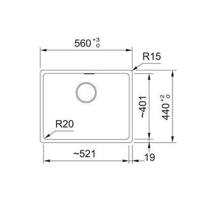 Franke Maris MRG610-52 Fragranite White Single Bowl Sink 560 x 440mm – Inset, Includes 90mm Waste