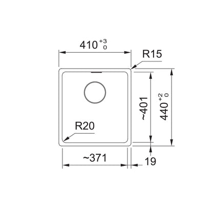 Franke Maris MRG610-37 Fragranite Grey Single Bowl Sink 410 x 440mm – Inset, Includes 90mm Waste