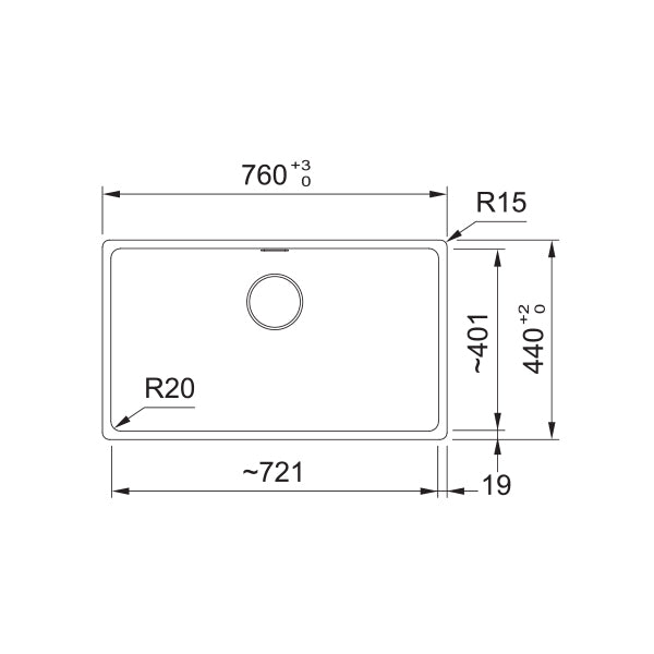 Franke Maris MRG610-72 Fragranite Grey Single Bowl Sink 760 x 440mm – Inset, Includes 90mm Waste