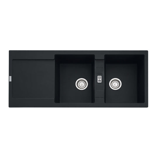 Franke Maris MRG621 Double Bowl Fragranite Black Kitchen Sink 1160 x 500mm – Inset, Includes 90mm Waste