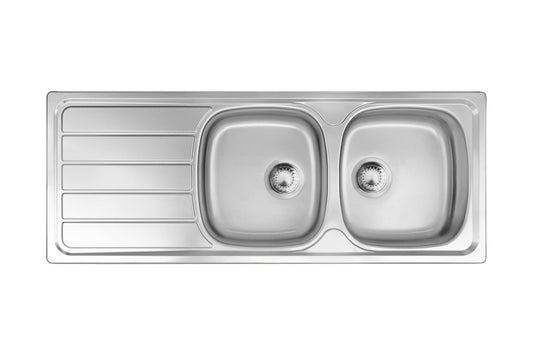 Franke Nevada NDN 621 Double Bowl Stainless Steel Kitchen Sink 1160 x 460mm – Inset, Includes 90mm Waste