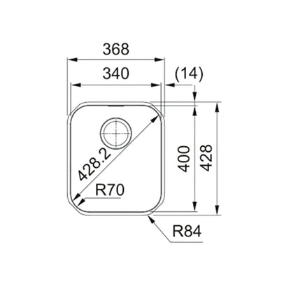 Franke Smart SRX110-34 Stainless Steel Undermount Kitchen Sink 368 x 428mm – Includes 90mm Waste with Overflow