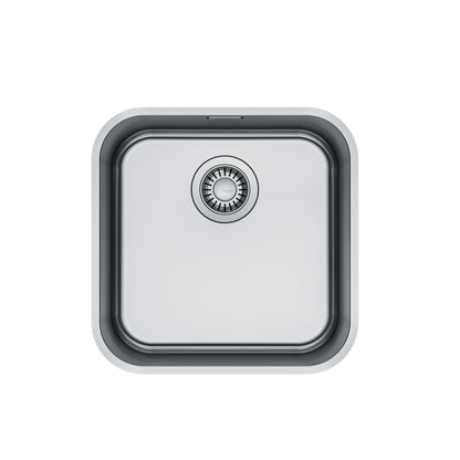Franke Smart SRX110-40 Stainless Steel Undermount Kitchen Sink 428 x 428mm – Includes 90mm Waste with Overflow