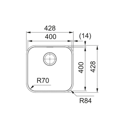 Franke Smart SRX110-40 Stainless Steel Undermount Kitchen Sink 428 x 428mm – Includes 90mm Waste with Overflow