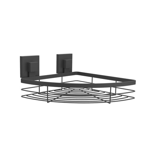Corner Shower Shelf - Fusion Loc Bathroom Accessory Range, Black, (L) 25cm | (W) 25cm | (H) 11cm