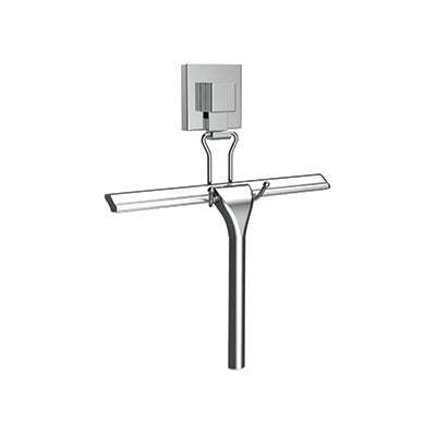 Squeegee & Hook - Fusion Loc Bathroom Accessory Range, Polished Chrome, (L) 24.5cm | (W) 4cm | (H) 30cm